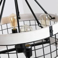 5-Light Antique White Round Wooden Fixture Ceiling Lamp Metal Chandelier by Magic Home -Spitzer Sales Store antique white magic home chandeliers mh y 020234g 1d 1000