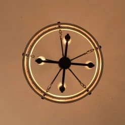 5-Light Antique White Round Wooden Fixture Ceiling Lamp Metal Chandelier by Magic Home -Spitzer Sales Store antique white magic home chandeliers mh y 020234g 1f 1000