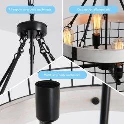 5-Light Antique White Round Wooden Fixture Ceiling Lamp Metal Chandelier by Magic Home -Spitzer Sales Store antique white magic home chandeliers mh y 020234g 44 1000