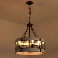 5-Light Antique White Round Wooden Fixture Ceiling Lamp Metal Chandelier by Magic Home -Spitzer Sales Store antique white magic home chandeliers mh y 020234g d4 1000