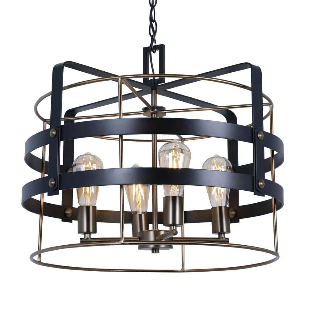 Round Open Style 4-Light Vintage Bronze Hanging Pendant by Cordelia Lighting 5 Round Open Style 4-Light Vintage Bronze Hanging Pendant by Cordelia Lighting - Image 3