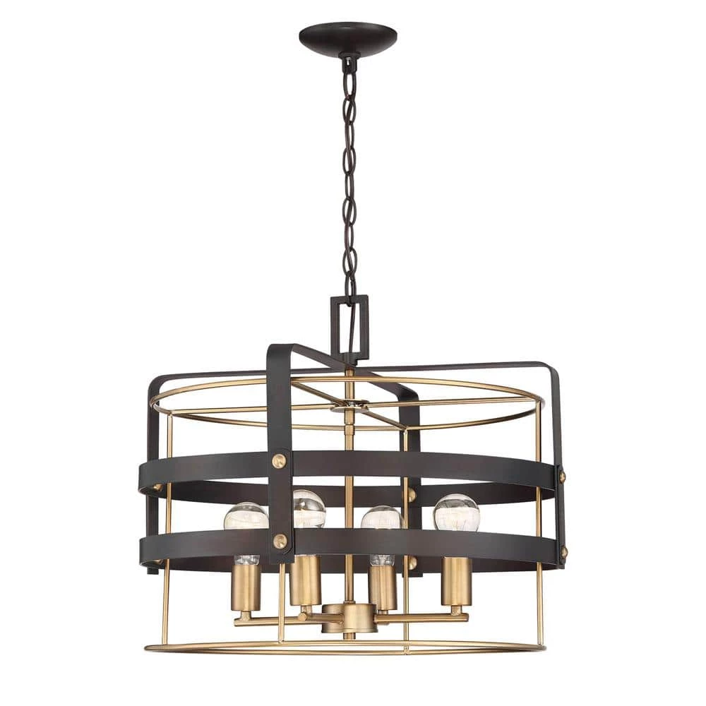 Round Open Style 4-Light Vintage Bronze Hanging Pendant by Cordelia Lighting 3 Round Open Style 4-Light Vintage Bronze Hanging Pendant by Cordelia Lighting