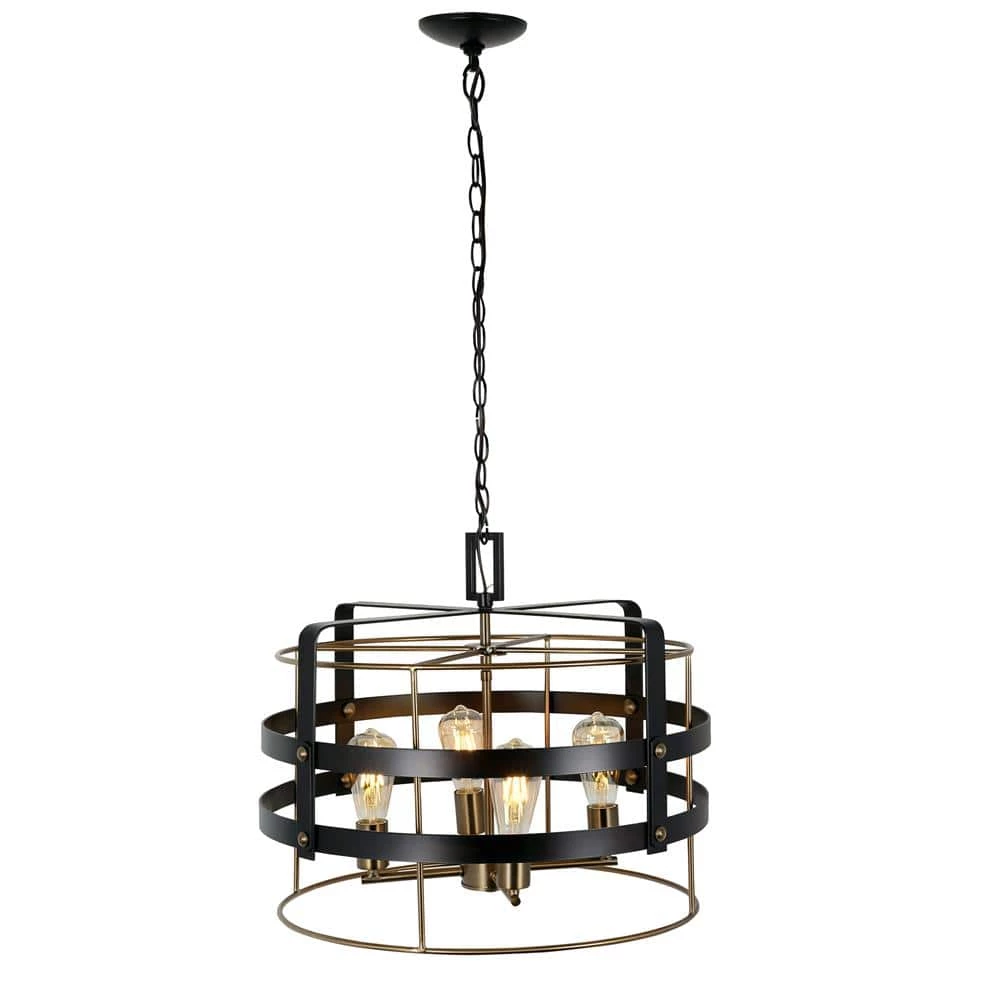 Round Open Style 4-Light Vintage Bronze Hanging Pendant by Cordelia Lighting 8 Round Open Style 4-Light Vintage Bronze Hanging Pendant by Cordelia Lighting - Image 6