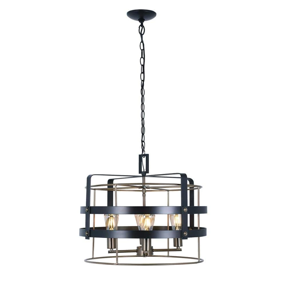 Round Open Style 4-Light Vintage Bronze Hanging Pendant by Cordelia Lighting 6 Round Open Style 4-Light Vintage Bronze Hanging Pendant by Cordelia Lighting - Image 4