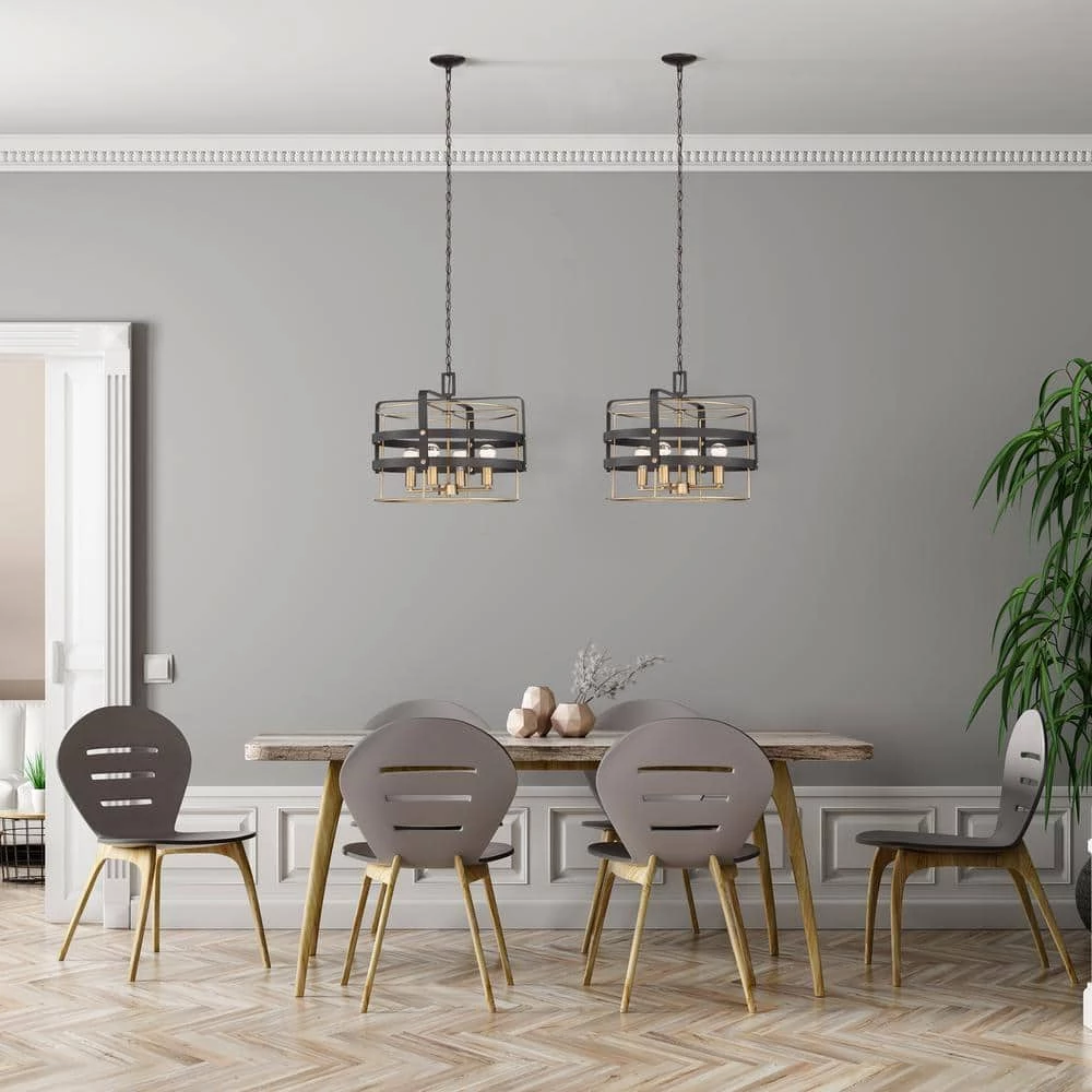 Round Open Style 4-Light Vintage Bronze Hanging Pendant by Cordelia Lighting 4 Round Open Style 4-Light Vintage Bronze Hanging Pendant by Cordelia Lighting - Image 2