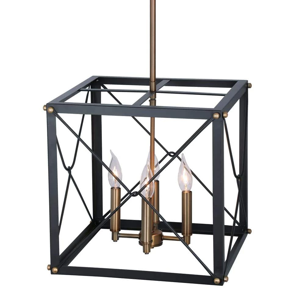 Cage Open Style 4-Light Vintage Bronze Hanging Pendant by Cordelia Lighting 4 Cage Open Style 4-Light Vintage Bronze Hanging Pendant by Cordelia Lighting - Image 2