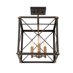 Open Cube 13 in. 3-Light Vintage Bronze Semi-Flush Mount by Cordelia Lighting -Spitzer Sales Store artisan bronze cordelia lighting flush mount lights 2613 313 1d 1000