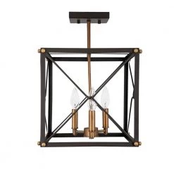 Open Cube 13 in. 3-Light Vintage Bronze Semi-Flush Mount by Cordelia Lighting -Spitzer Sales Store artisan bronze cordelia lighting flush mount lights 2613 313 40 1000