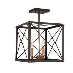 Open Cube 13 in. 3-Light Vintage Bronze Semi-Flush Mount by Cordelia Lighting -Spitzer Sales Store artisan bronze cordelia lighting flush mount lights 2613 313 77 1000