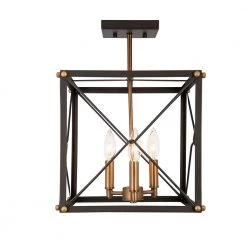 Open Cube 13 in. 3-Light Vintage Bronze Semi-Flush Mount by Cordelia Lighting -Spitzer Sales Store artisan bronze cordelia lighting flush mount lights 2613 313 a0 1000