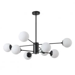 8-Light Black And Cream White Iron Sputnik Modern Linear Chandelier by Magic Home 13 8-Light Black And Cream White Iron Sputnik Modern Linear Chandelier by Magic Home -Spitzer Sales Store black and cream white magic home chandeliers mh y 020202 1f 1000
