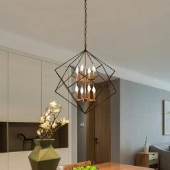 8-Light Black and Gold Wrought Iron Lantern Geometric Chandelier with Metal Shade by Magic Home 15 8-Light Black and Gold Wrought Iron Lantern Geometric Chandelier with Metal Shade by Magic Home -Spitzer Sales Store black and gold magic home chandeliers mh cp8713 8 31 1000