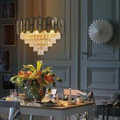 8-Light Modern Black and Gold Crystal Chandelier Round 4 Tier Crystal Chandeliers Hanging Ceiling Light by Magic Home 17 8-Light Modern Black and Gold Crystal Chandelier Round 4 Tier Crystal Chandeliers Hanging Ceiling Light by Magic Home -Spitzer Sales Store black and gold magic home chandeliers mh lch 22015 31 1000