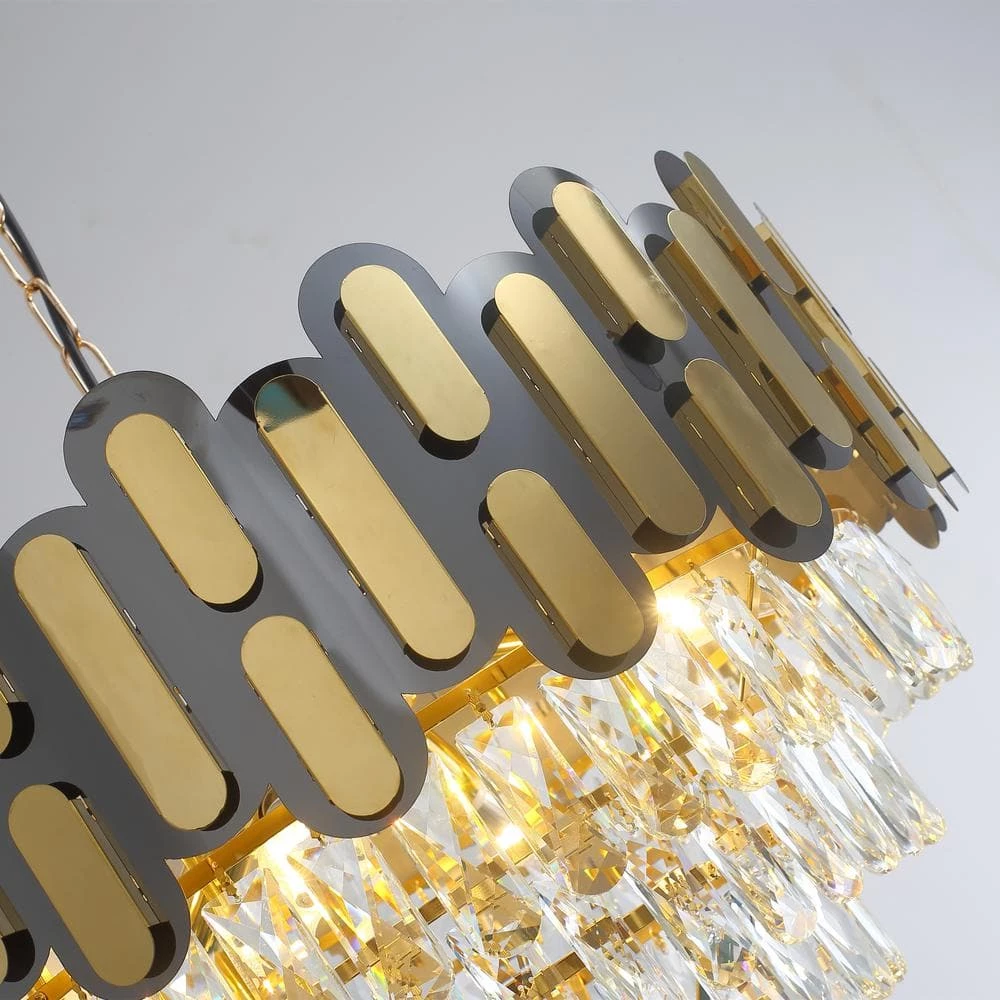 8-Light Modern Black and Gold Crystal Chandelier Round 4 Tier Crystal Chandeliers Hanging Ceiling Light by Magic Home 8 8-Light Modern Black and Gold Crystal Chandelier Round 4 Tier Crystal Chandeliers Hanging Ceiling Light by Magic Home - Image 6