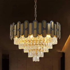 8-Light Modern Black and Gold Crystal Chandelier Round 4 Tier Crystal Chandeliers Hanging Ceiling Light by Magic Home 16 8-Light Modern Black and Gold Crystal Chandelier Round 4 Tier Crystal Chandeliers Hanging Ceiling Light by Magic Home -Spitzer Sales Store black and gold magic home chandeliers mh lch 22015 fa 1000