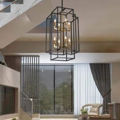 8-Light Black and Gold Lantern Tiered Chandelier by Magic Home 15 8-Light Black and Gold Lantern Tiered Chandelier by Magic Home -Spitzer Sales Store black and gold magic home chandeliers mh y 020210 1f 1000