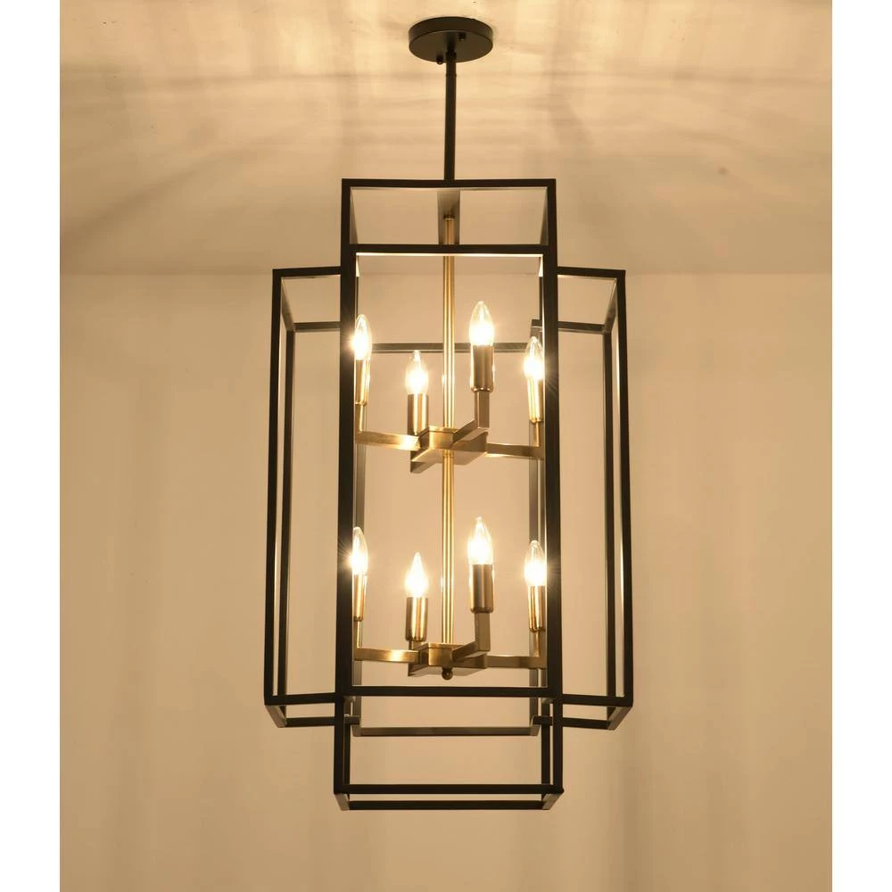 8-Light Black and Gold Lantern Tiered Chandelier by Magic Home 11 8-Light Black and Gold Lantern Tiered Chandelier by Magic Home - Image 9