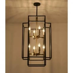 8-Light Black and Gold Lantern Tiered Chandelier by Magic Home 14 8-Light Black and Gold Lantern Tiered Chandelier by Magic Home -Spitzer Sales Store black and gold magic home chandeliers mh y 020210 4f 1000
