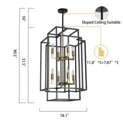 8-Light Black and Gold Lantern Tiered Chandelier by Magic Home 13 8-Light Black and Gold Lantern Tiered Chandelier by Magic Home -Spitzer Sales Store black and gold magic home chandeliers mh y 020210 c3 1000