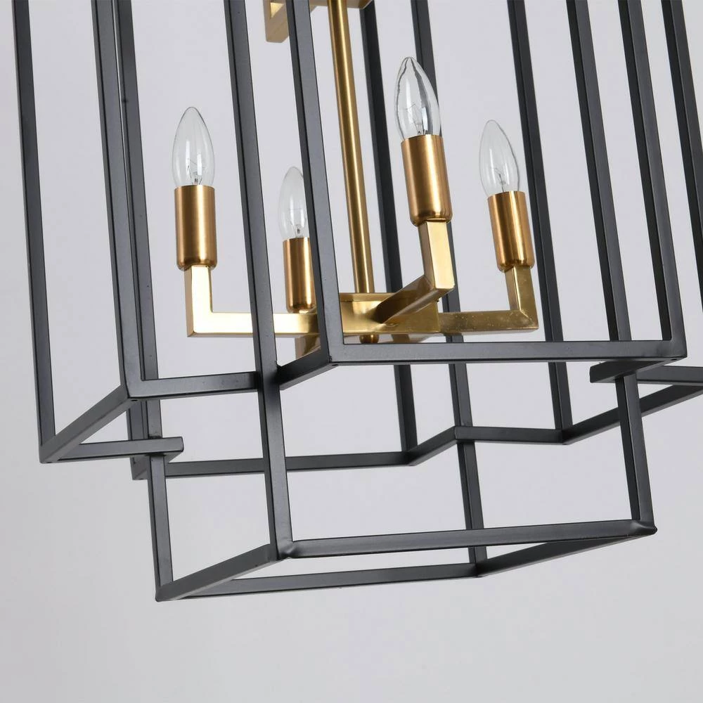 8-Light Black and Gold Lantern Tiered Chandelier by Magic Home 9 8-Light Black and Gold Lantern Tiered Chandelier by Magic Home - Image 7