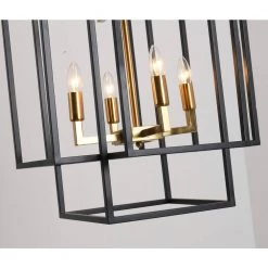 12-Light Black Antique Gold Lantern Tiered Hanging Ceiling Chandelier by Magic Home -Spitzer Sales Store black and gold magic home chandeliers mh y 020213 44 1000
