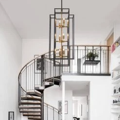 12-Light Black Antique Gold Lantern Tiered Hanging Ceiling Chandelier by Magic Home -Spitzer Sales Store black and gold magic home chandeliers mhx y 020213 1f 1000