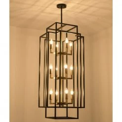 12-Light Black Antique Gold Lantern Tiered Hanging Ceiling Chandelier by Magic Home -Spitzer Sales Store black and gold magic home chandeliers mhx y 020213 4f 1000