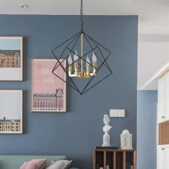 4-Light Black and Gold Wrought Iron Lantern Geometric Chandelier by Magic Home -Spitzer Sales Store black and gold wrought iron magic home chandeliers mh cp8713 4 31 1000