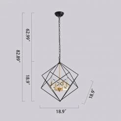 4-Light Black and Gold Wrought Iron Lantern Geometric Chandelier by Magic Home -Spitzer Sales Store black and gold wrought iron magic home chandeliers mh cp8713 4 c3 1000