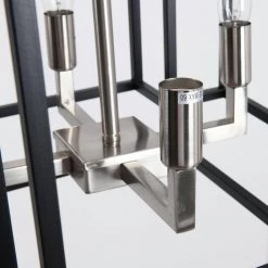 4-Light Black Brushed Nickel Lantern Geometric Pendant by Magic Home -Spitzer Sales Store black and silver magic home chandeliers mh y 020208g 44 1000