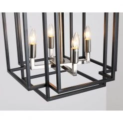4-Light Black Brushed Nickel Lantern Geometric Pendant by Magic Home -Spitzer Sales Store black and silver magic home chandeliers mh y 020208g fa 1000