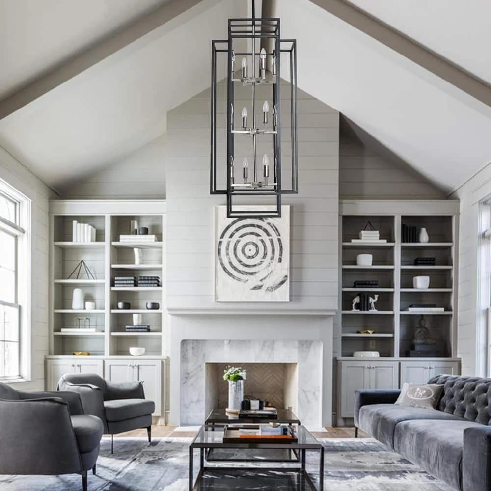 12-Light Black Antique Nickel Lantern Tiered Hanging Ceiling Chandelier by Magic Home 8 12-Light Black Antique Nickel Lantern Tiered Hanging Ceiling Chandelier by Magic Home - Image 6