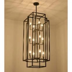 12-Light Black Antique Nickel Lantern Tiered Hanging Ceiling Chandelier by Magic Home 21 12-Light Black Antique Nickel Lantern Tiered Hanging Ceiling Chandelier by Magic Home -Spitzer Sales Store black and silver magic home chandeliers mh y 020213g 31 1000