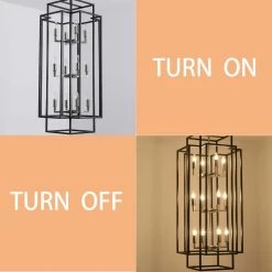 12-Light Black Antique Nickel Lantern Tiered Hanging Ceiling Chandelier by Magic Home 14 12-Light Black Antique Nickel Lantern Tiered Hanging Ceiling Chandelier by Magic Home -Spitzer Sales Store black and silver magic home chandeliers mh y 020213g 66 1000