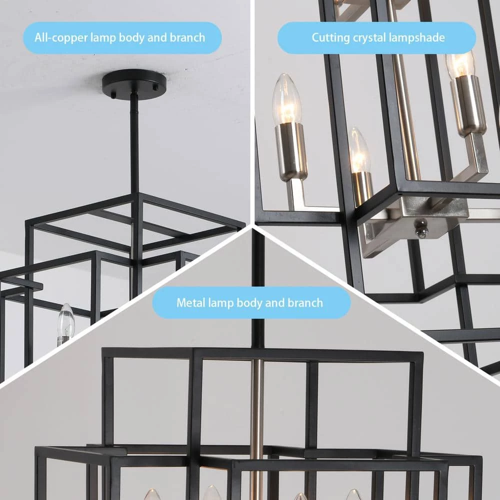 12-Light Black Antique Nickel Lantern Tiered Hanging Ceiling Chandelier by Magic Home 11 12-Light Black Antique Nickel Lantern Tiered Hanging Ceiling Chandelier by Magic Home - Image 9
