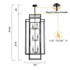 12-Light Black Antique Nickel Lantern Tiered Hanging Ceiling Chandelier by Magic Home 15 12-Light Black Antique Nickel Lantern Tiered Hanging Ceiling Chandelier by Magic Home -Spitzer Sales Store black and silver magic home chandeliers mh y 020213g c3 1000