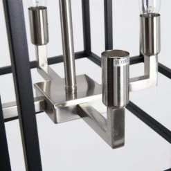 4-Light Black Brushed Nickel Lantern Geometric Pendant by Magic Home -Spitzer Sales Store black brushed nickel magic home chandeliers mhx y 020208g 44 1000