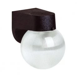 6.75 in. Black LED Outdoor Wall Lamp with Ribbed Glass Shade by Cordelia Lighting