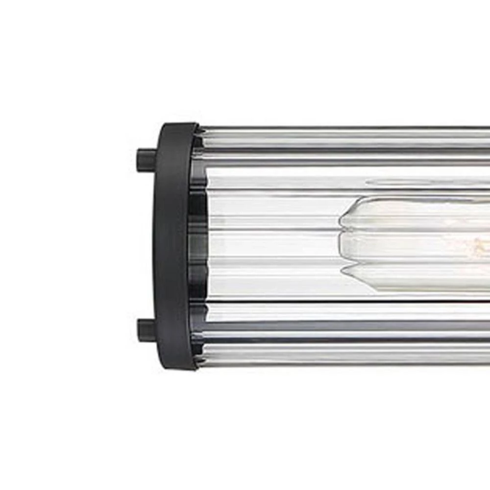 18 in. 2-Light Black Vanity Light with Clear Ribbed Glass Shade by Cordelia Lighting 5 18 in. 2-Light Black Vanity Light with Clear Ribbed Glass Shade by Cordelia Lighting - Image 3