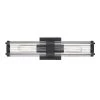 18 in. 2-Light Black Vanity Light with Clear Ribbed Glass Shade by Cordelia Lighting -Spitzer Sales Store black cordelia lighting vanity lighting 2631 05 64 1000