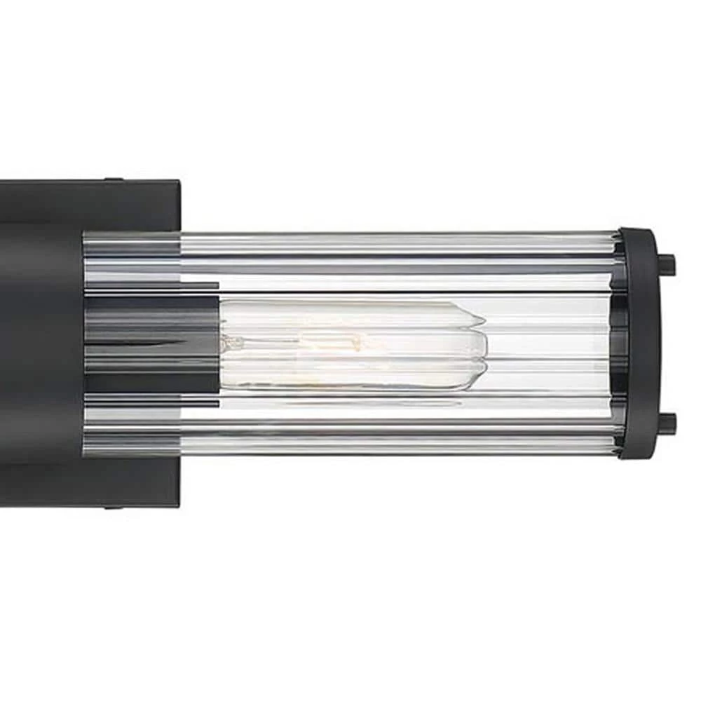 18 in. 2-Light Black Vanity Light with Clear Ribbed Glass Shade by Cordelia Lighting 8 18 in. 2-Light Black Vanity Light with Clear Ribbed Glass Shade by Cordelia Lighting - Image 6