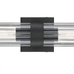 18 in. 2-Light Black Vanity Light with Clear Ribbed Glass Shade by Cordelia Lighting 16 18 in. 2-Light Black Vanity Light with Clear Ribbed Glass Shade by Cordelia Lighting -Spitzer Sales Store black cordelia lighting vanity lighting 2631 05 a0 1000