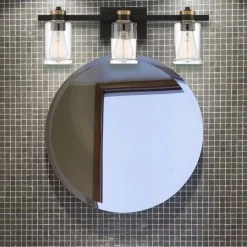 23 in. 3-Light Black Vanity Light with Clear Glass Shades by Cordelia Lighting 20 23 in. 3-Light Black Vanity Light with Clear Glass Shades by Cordelia Lighting -Spitzer Sales Store black cordelia lighting vanity lighting 2634 328 4f 1000