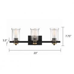 23 in. 3-Light Black Vanity Light with Clear Glass Shades by Cordelia Lighting 15 23 in. 3-Light Black Vanity Light with Clear Glass Shades by Cordelia Lighting -Spitzer Sales Store black cordelia lighting vanity lighting 2634 328 a0 1000