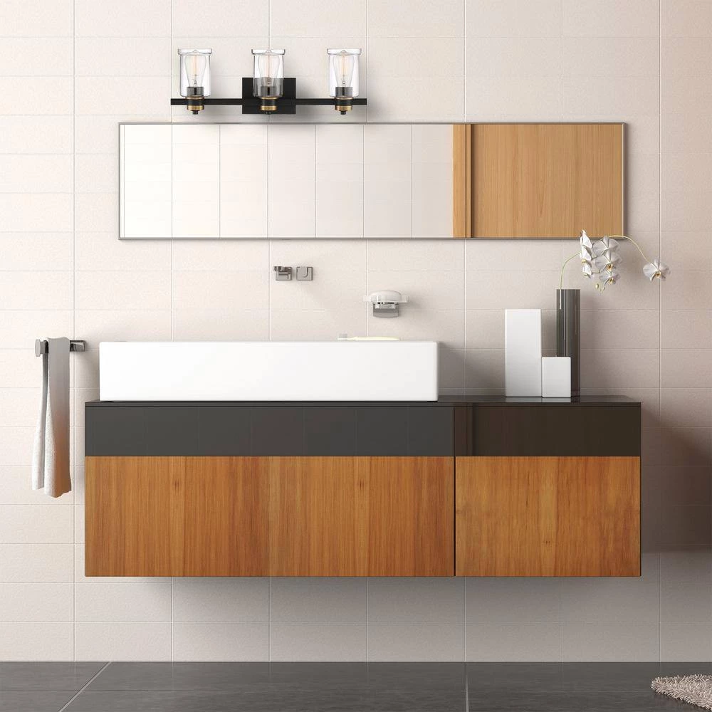 23 in. 3-Light Black Vanity Light with Clear Glass Shades by Cordelia Lighting 10 23 in. 3-Light Black Vanity Light with Clear Glass Shades by Cordelia Lighting - Image 8