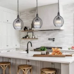 3-Lights Black Single Globe Metal Fixture Pendant Light by Magic Home 13 3-Lights Black Single Globe Metal Fixture Pendant Light by Magic Home -Spitzer Sales Store black magic home chandeliers mh lch 220010 31 1000