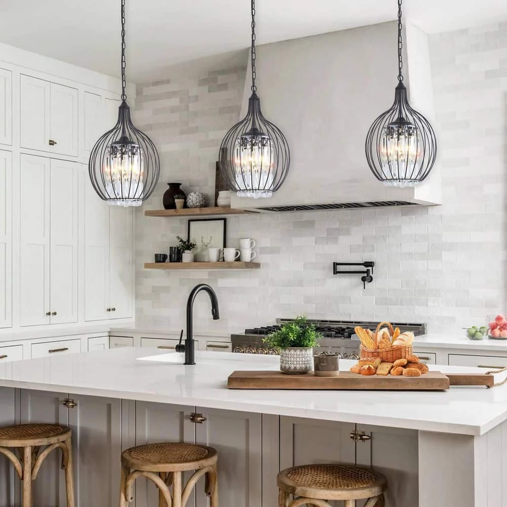 3-Lights Black Single Globe Metal Fixture Pendant Light by Magic Home 8 3-Lights Black Single Globe Metal Fixture Pendant Light by Magic Home - Image 6