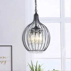 3-Lights Black Single Globe Metal Fixture Pendant Light by Magic Home