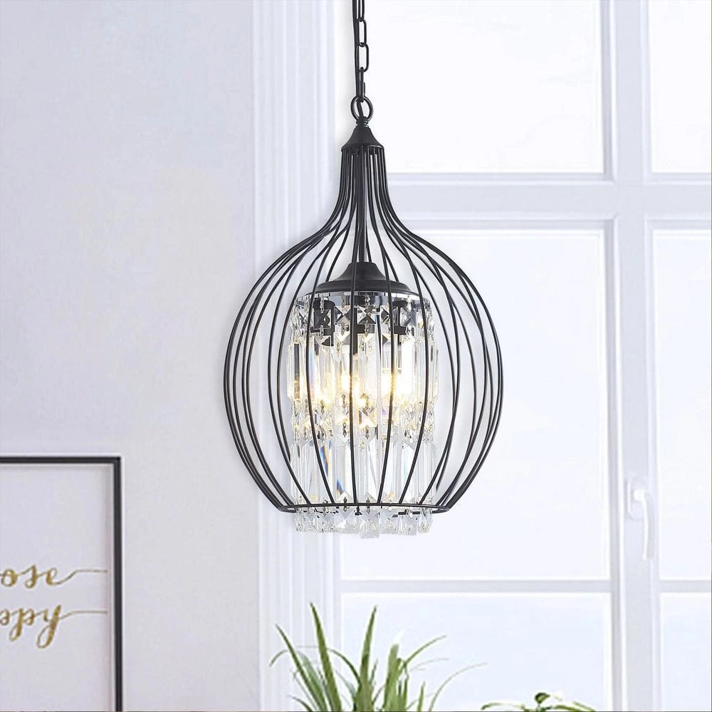 3-Lights Black Single Globe Metal Fixture Pendant Light by Magic Home 3 3-Lights Black Single Globe Metal Fixture Pendant Light by Magic Home