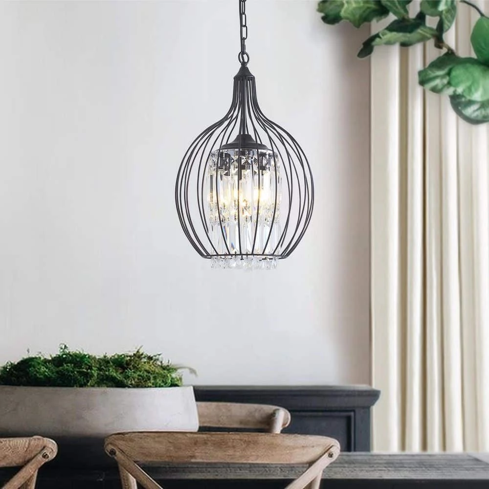 3-Lights Black Single Globe Metal Fixture Pendant Light by Magic Home 4 3-Lights Black Single Globe Metal Fixture Pendant Light by Magic Home - Image 2